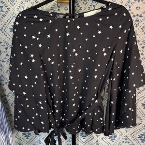 J.O.A. Black Star Print Blouse